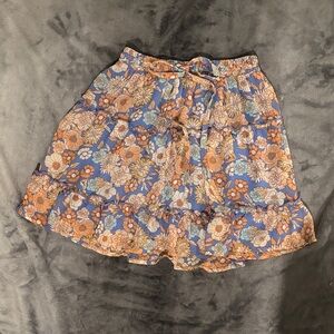 Sienna Sky Floral Mini Skirt in Blue and Orange